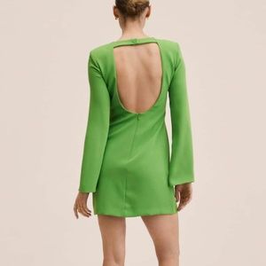 Mango green mini long sleeve dress